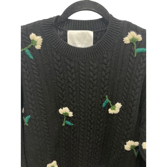 Naya Rea Wool Cable Knit Black Sweater Onesie Sz M - Picture 3 of 8